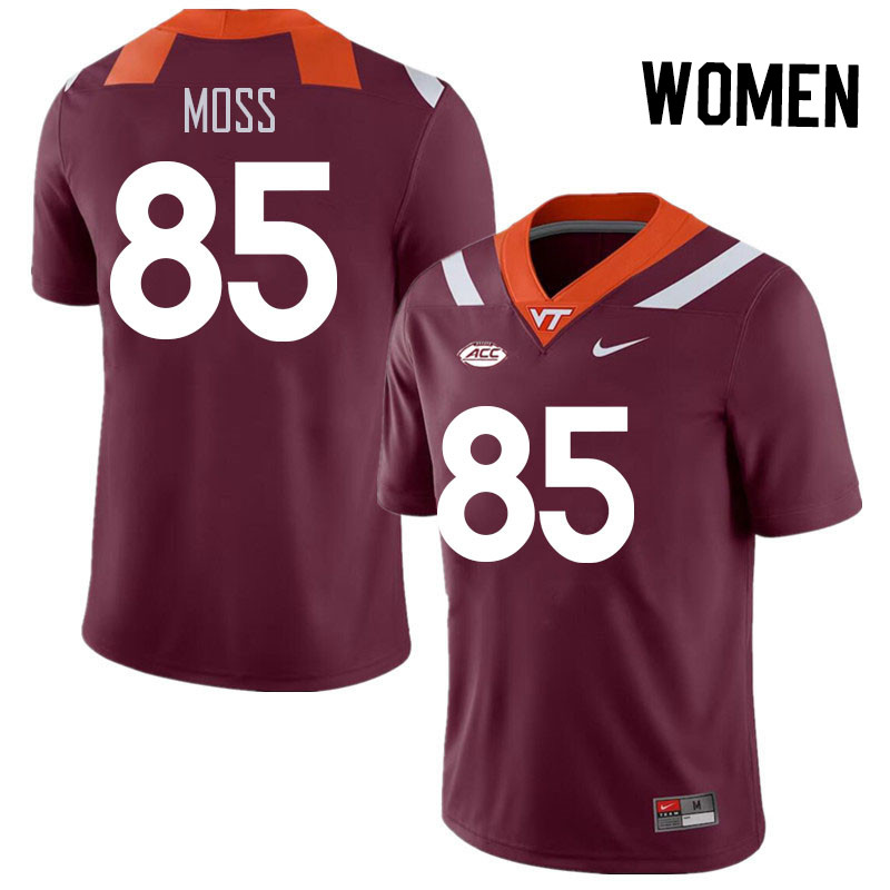 Women #85 Christian Moss Virginia Tech Hokies College Football Jerseys Stitched Sale-Maroon